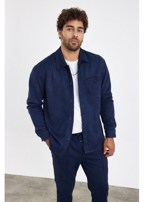 193626 NAVY BLUE MEN SHIRT Suede