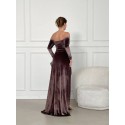 195338 COFFEE COCKTAİL DRESS VELVET