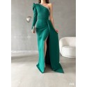 195340 GREEN COCKTAİL DRESS SCUBA FABRIC