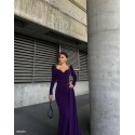 195683 PURPLE COCKTAİL DRESS CREP FABRIC