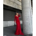 195684 RED COCKTAİL DRESS CREP FABRIC