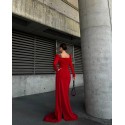 195684 RED COCKTAİL DRESS CREP FABRIC