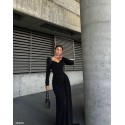 195685 BLACK COCKTAİL DRESS CREP FABRIC