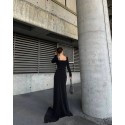 195685 BLACK COCKTAİL DRESS CREP FABRIC