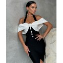 195797 BLACK COCKTAİL DRESS İTHAL ÖRME KUMAŞ