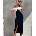 195797 BLACK COCKTAİL DRESS İTHAL ÖRME KUMAŞ