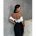 195797 BLACK COCKTAİL DRESS İTHAL ÖRME KUMAŞ