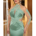 195853 GREEN COCKTAİL DRESS