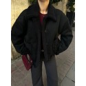 195922 BLACK COAT Suede