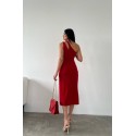 196215 RED COCKTAİL DRESS CREPE FABRIC