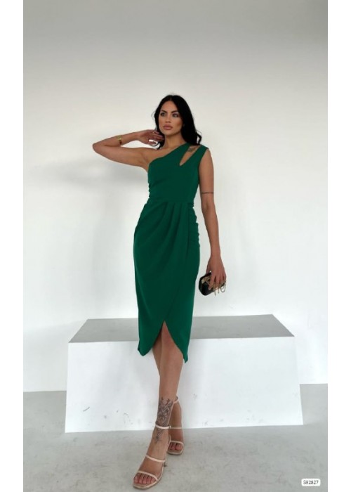 196218 GREEN COCKTAİL DRESS CREP FABRIC