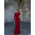 196232 BORDO COCKTAİL DRESS CREPE FABRIC