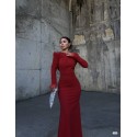 196232 BORDO COCKTAİL DRESS CREPE FABRIC