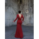 196232 BORDO COCKTAİL DRESS CREPE FABRIC