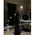 196234 BLACK COCKTAİL DRESS VELVET