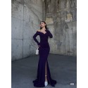 196457 NAVY BLUE COCKTAİL DRESS CREPE FABRIC