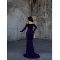 196457 NAVY BLUE COCKTAİL DRESS CREPE FABRIC