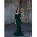 196459 GREEN COCKTAİL DRESS CREPE FABRIC