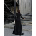 196461 BLACK COCKTAİL DRESS CREPE FABRIC