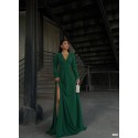 196463 GREEN COCKTAİL DRESS CREPE FABRIC