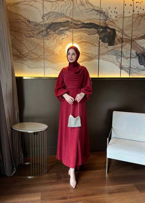 196553 BORDO HIJAB TESETTÜR ELBİSE