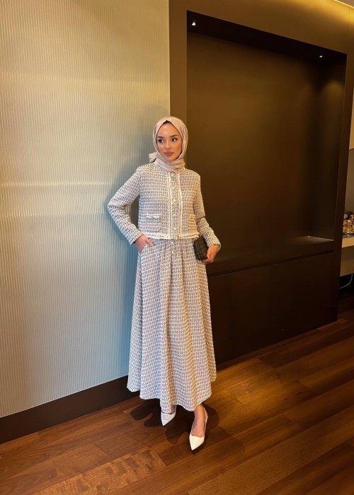 196555 GREY HIJAB TESETTÜR TAKIM