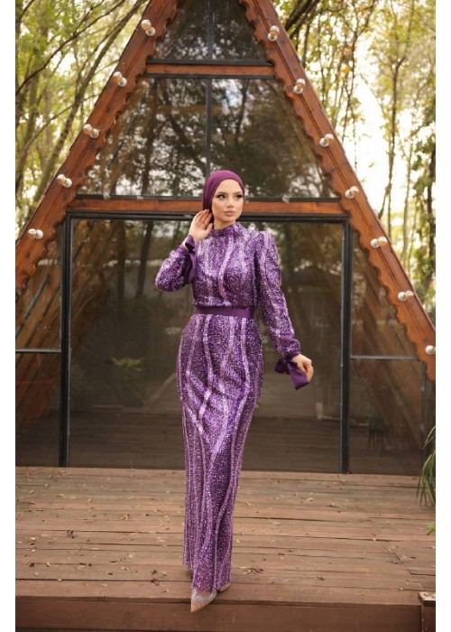 197098 PURPLE HIJAB ABİYE