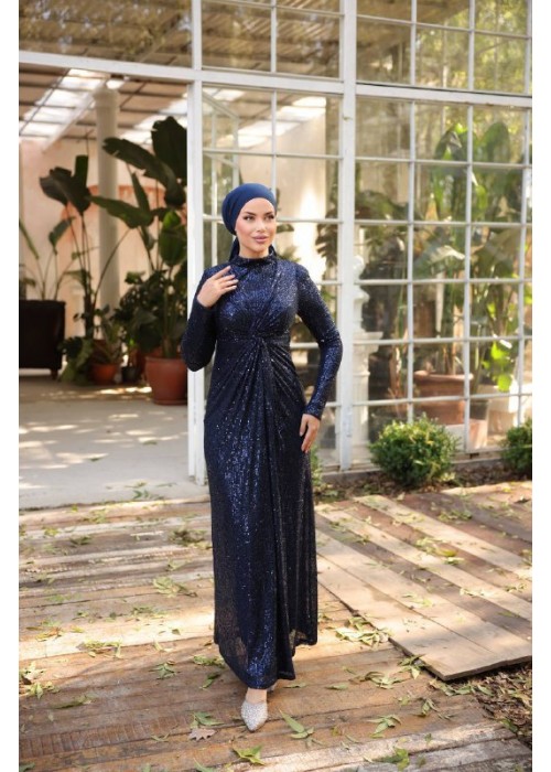 197109 NAVY BLUE HIJAB ABİYE