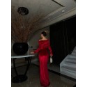 197159 RED COCKTAİL DRESS VELVET