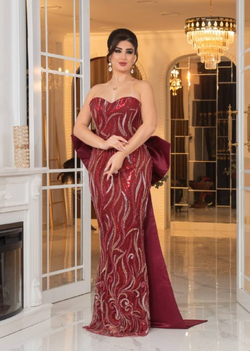 197170 BORDO COCKTAİL DRESS