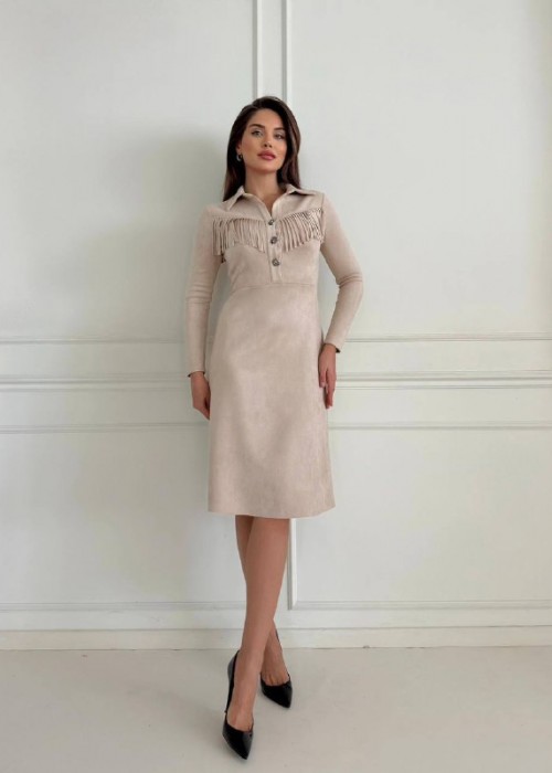 197904 BEIGE KLEID SAMT